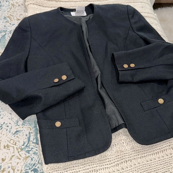 Talbots vintage Black Blazer Structured Suit Jacket size 4 wool fabric - Picture 6 of 6